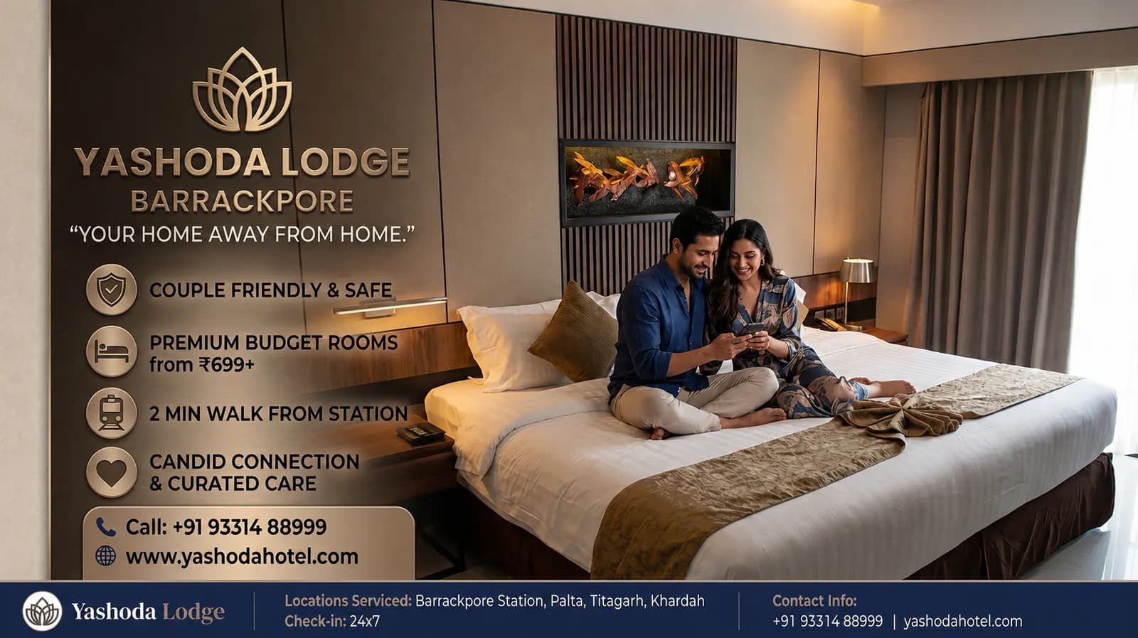 Clean double-bed room at Yashoda Hotel & Lodge